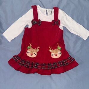 Rare Editions Red and White Holiday Pinafore Set